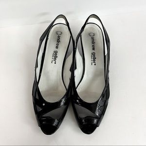 Andrew Geller Vintage Bingo Patent Leather Mesh Dress Pump Heels Sz 8 AA Narrow